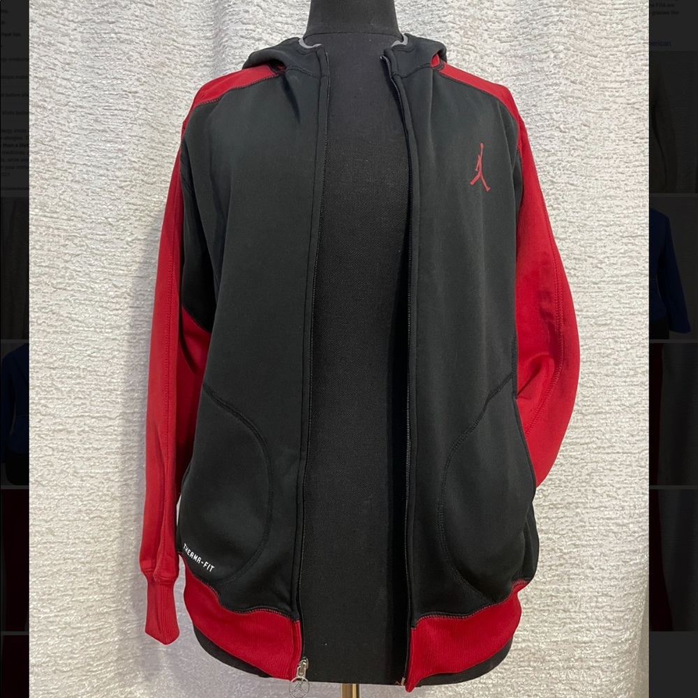 Jordan Red and Black zip up hoodie